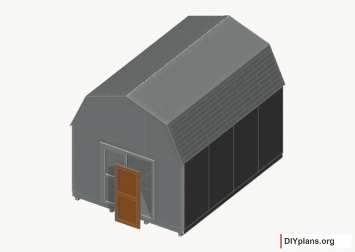 Build and hang the right door. Current components orange; earlier work gray. Movement.