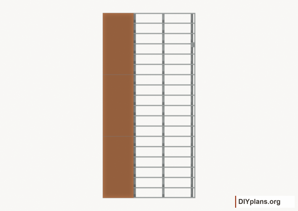 Lay floor strip 1. Current components orange; earlier work gray.
