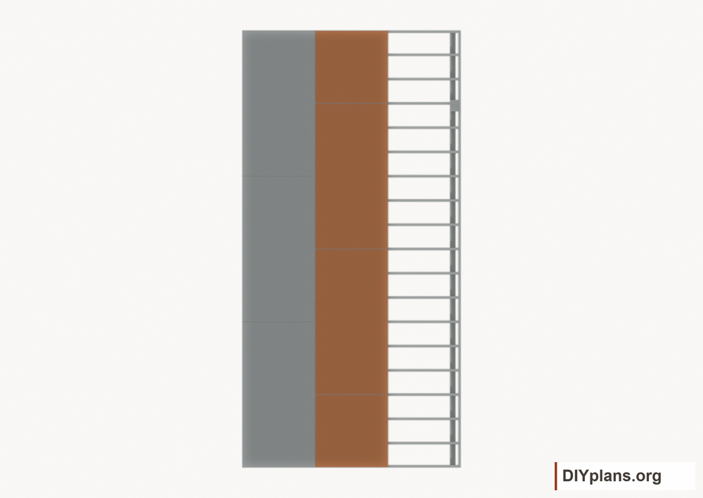 Lay floor strip 2. Current components orange; earlier work gray.