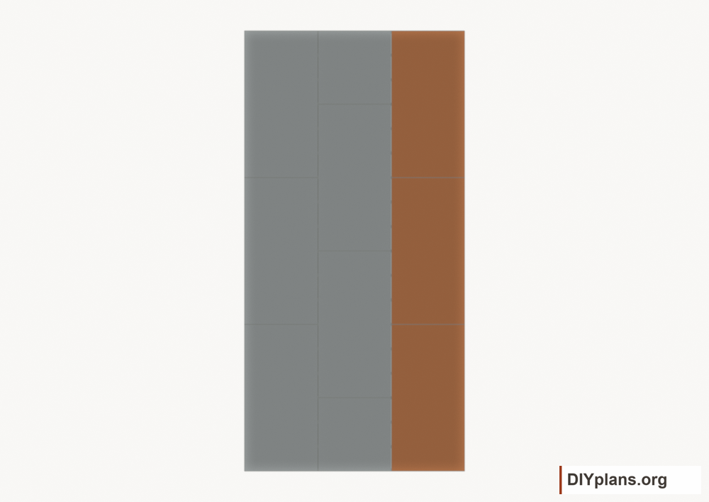 Lay floor strip 3. Current components orange; earlier work gray.