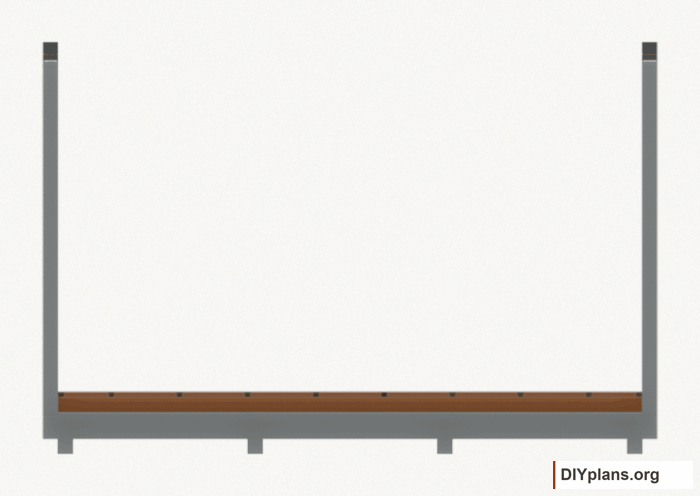 Assemble and raise the rear wall. Current components orange; earlier work gray. Movement.