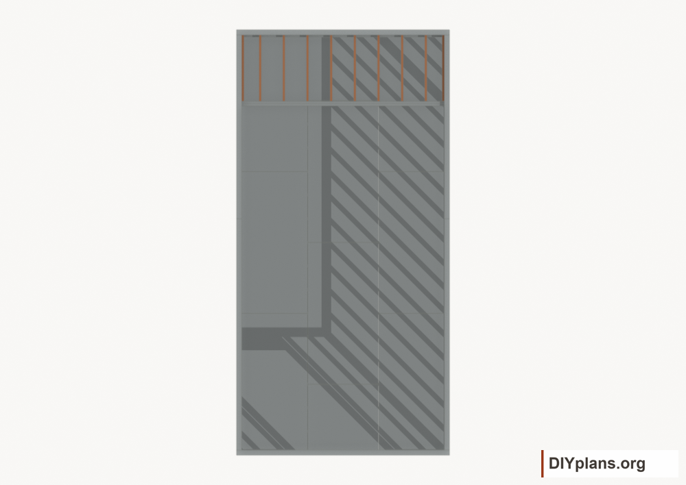 Install the loft joists. Current components orange; earlier work gray.