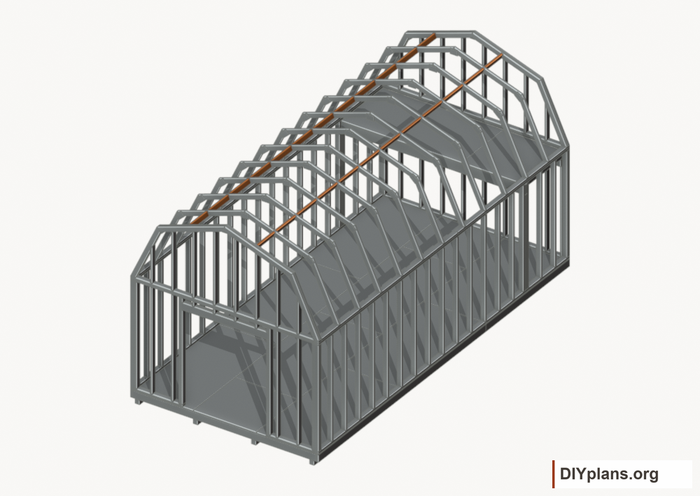 Fit the roof panel seam blocking. Current components orange; earlier work gray.