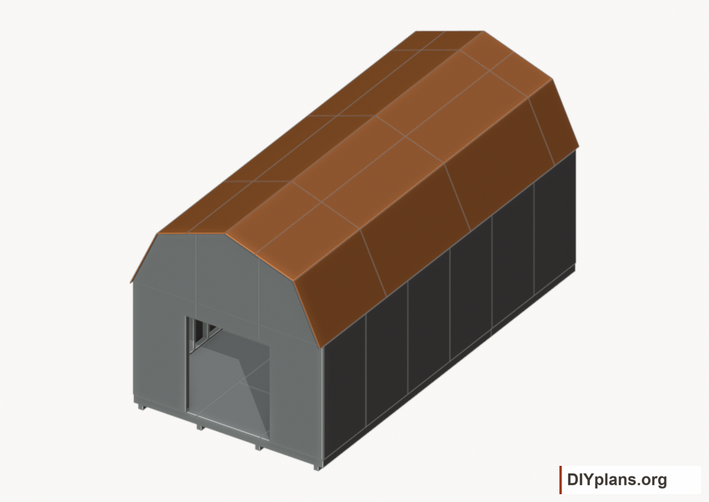 Fasten the roof sheathing. Current components orange; earlier work gray.