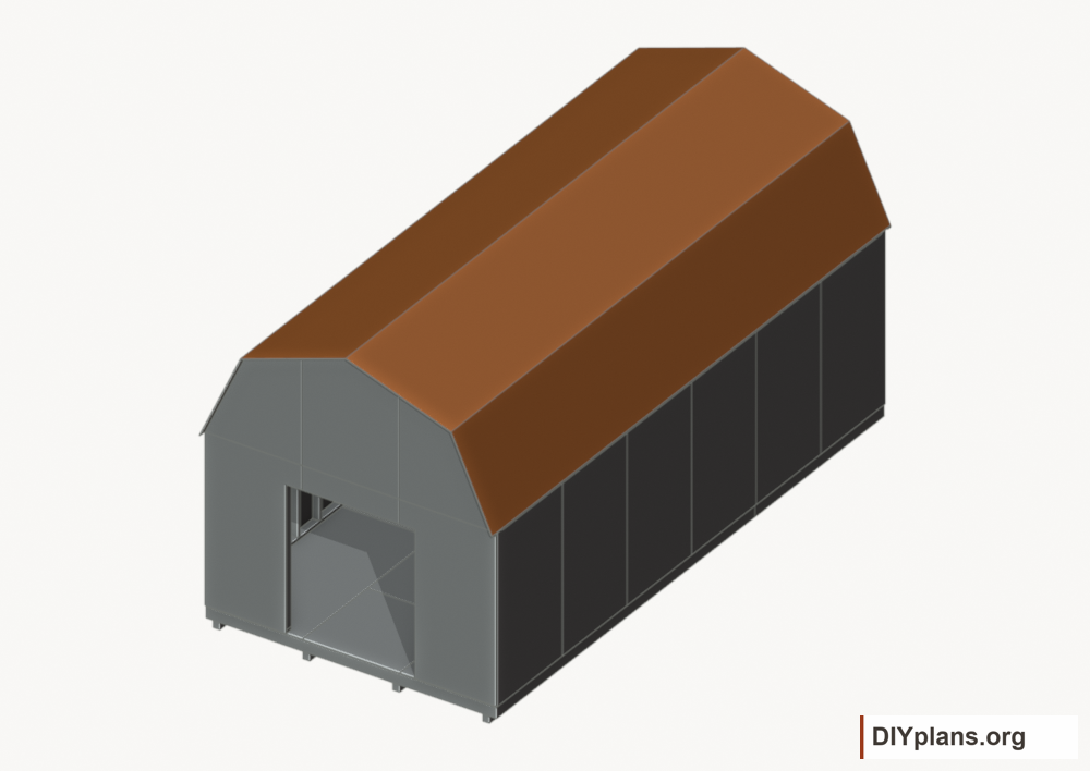Lay the roof underlayment. Current components orange; earlier work gray.