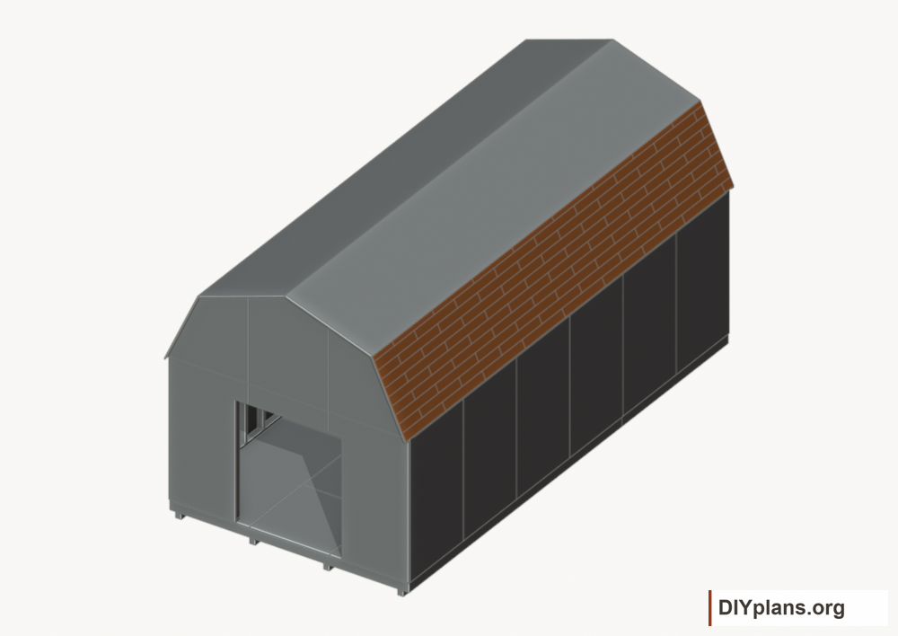 Shingle the lower roof facets. Current components orange; earlier work gray.