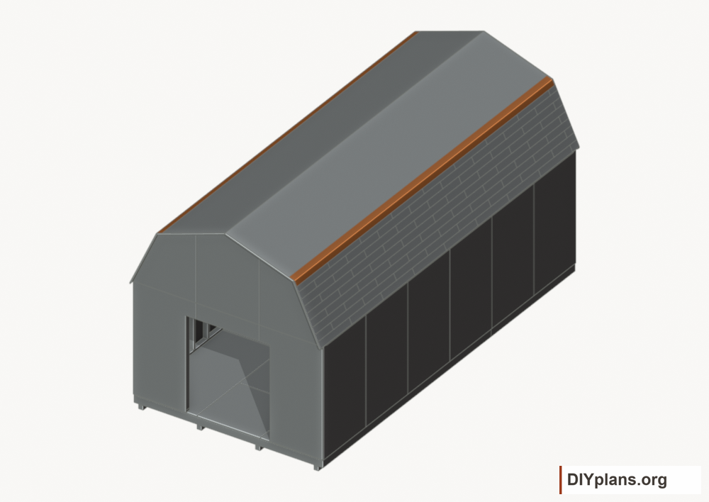 Flash the gambrel knees. Current components orange; earlier work gray.