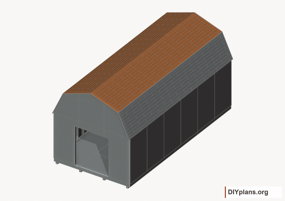 Shingle the upper roof facets. Current components orange; earlier work gray.