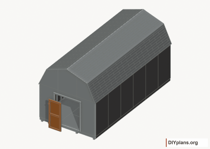 Build and hang the left door. Current components orange; earlier work gray. Movement.