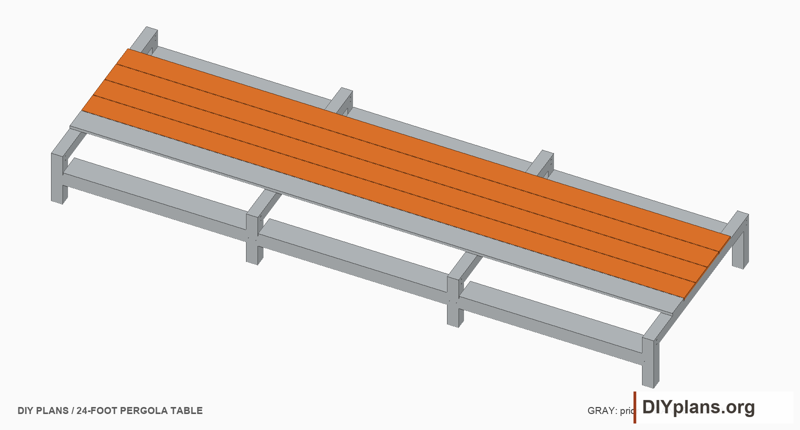 Five planks form the tabletop with four expansion gaps.