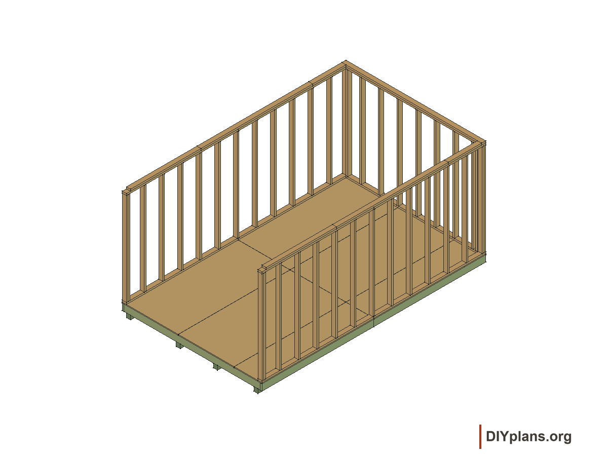 10 by 16 foot gambrel shed, back wall framing