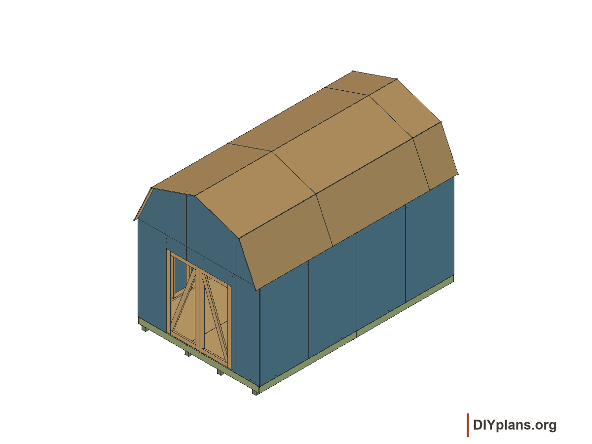 10 by 16 foot gambrel shed, door frames and braces