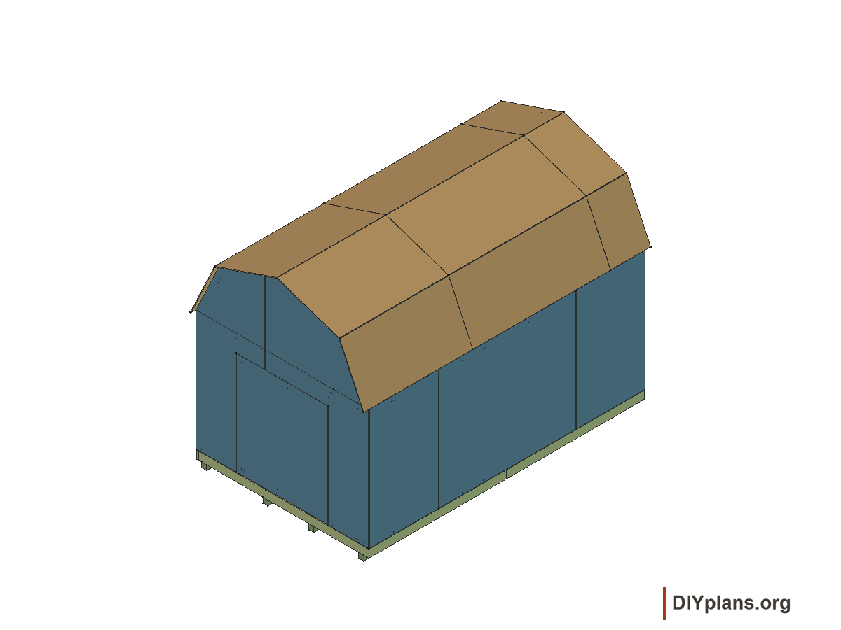 10 by 16 foot gambrel shed, door leaves