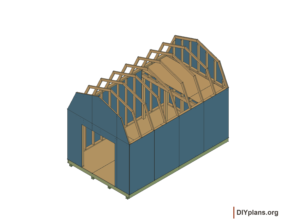 10 by 16 foot gambrel shed, gable panels