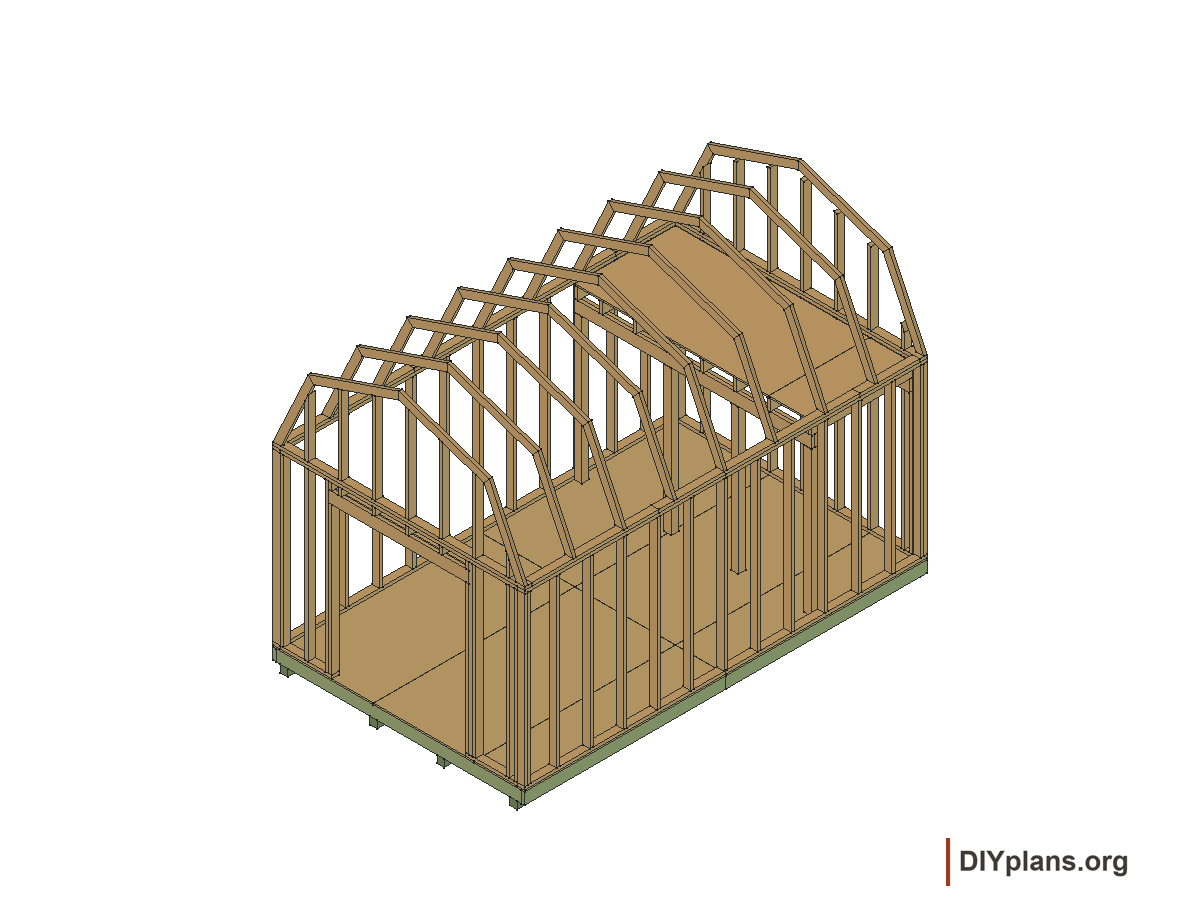 10 by 16 foot gambrel shed, loft panels