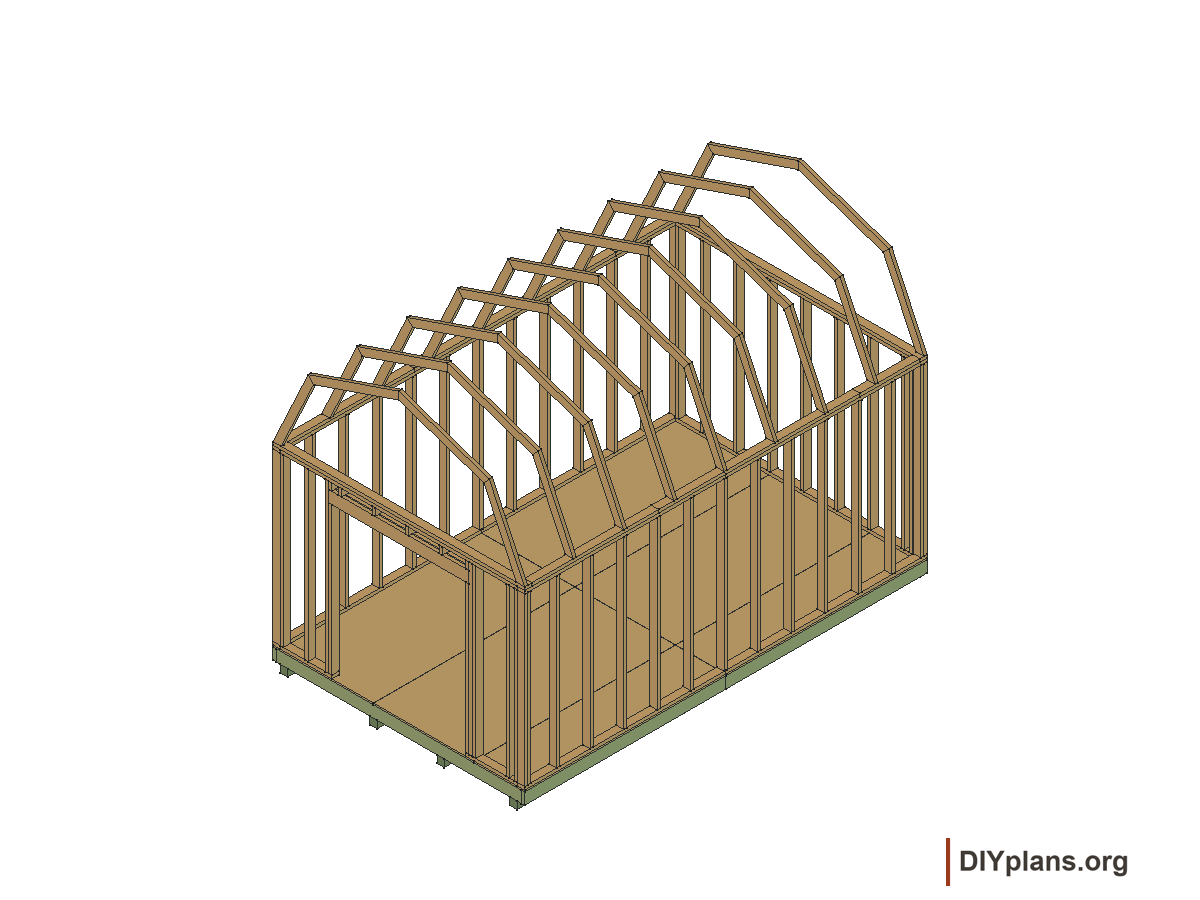 10 by 16 foot gambrel shed, gambrel roof frames