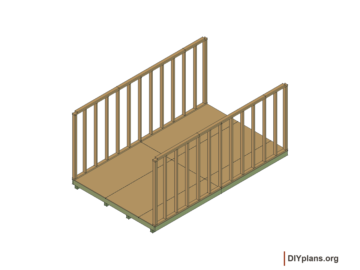 10 by 16 foot gambrel shed, side wall framing