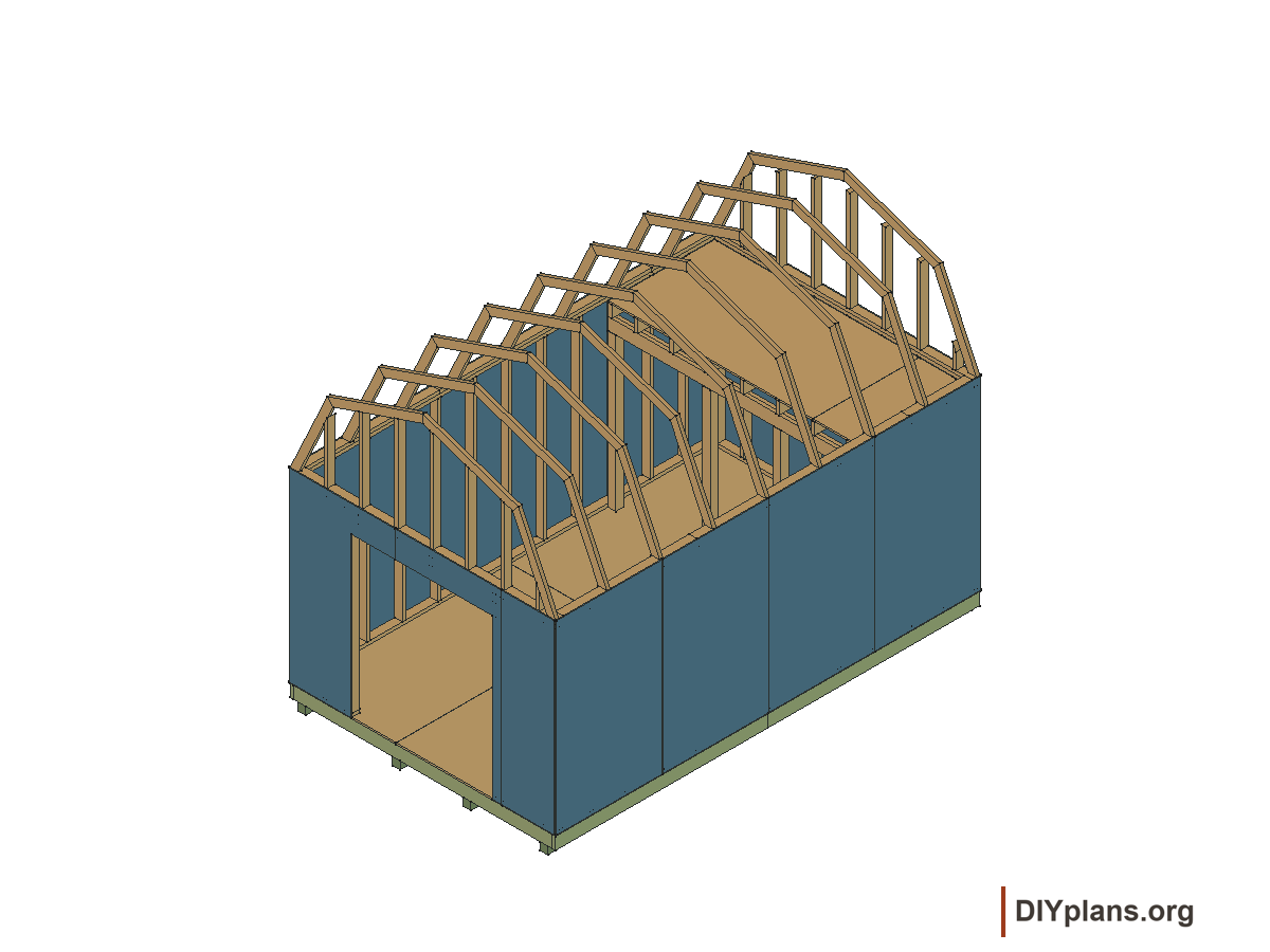10 by 16 foot gambrel shed, wall panels