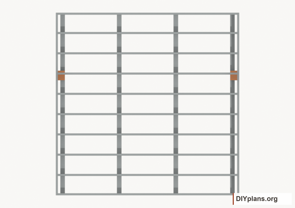 Install the loft bearing blocks. Current components orange; earlier work gray.