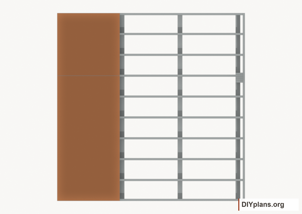 Lay floor strip 1. Current components orange; earlier work gray.
