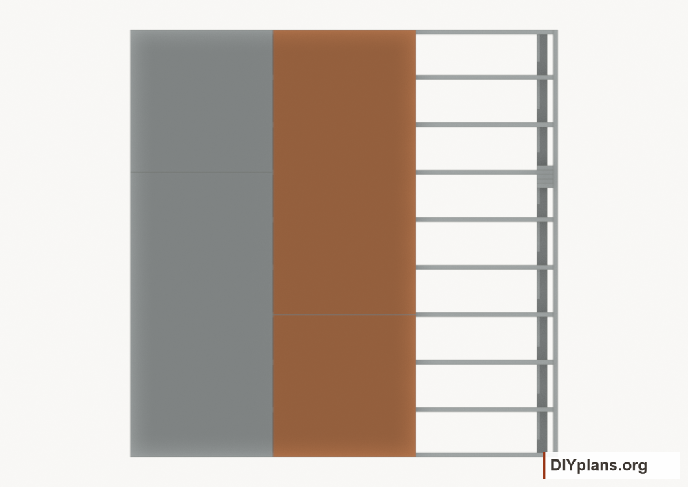 Lay floor strip 2. Current components orange; earlier work gray.
