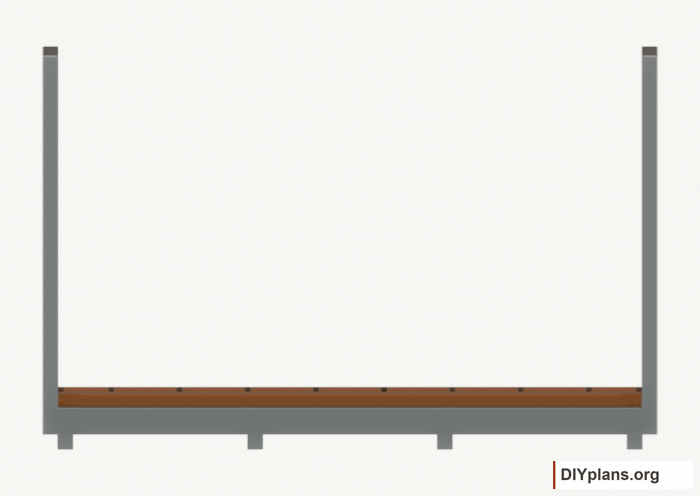 Assemble and raise the rear wall. Current components orange; earlier work gray. Movement.