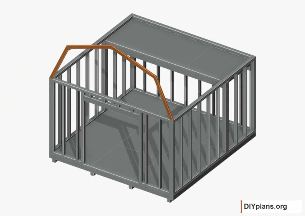 Raise the front end roof frame. Current components orange; earlier work gray.
