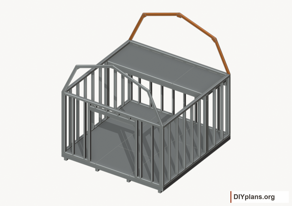Raise the rear end roof frame. Current components orange; earlier work gray.