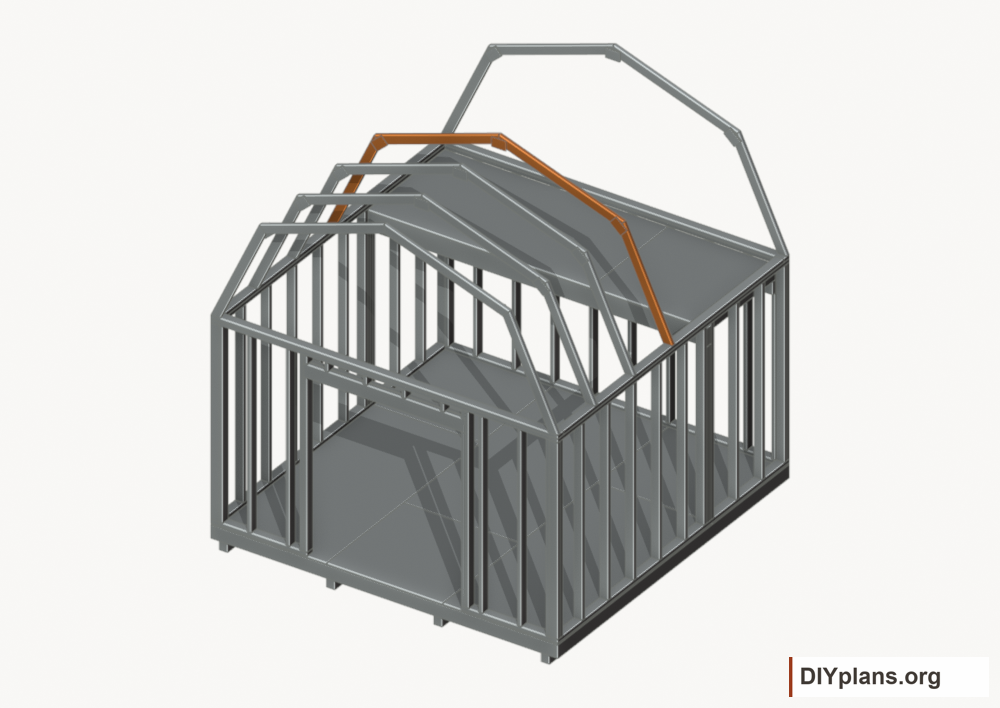 Raise the intermediate 3 roof frame. Current components orange; earlier work gray.
