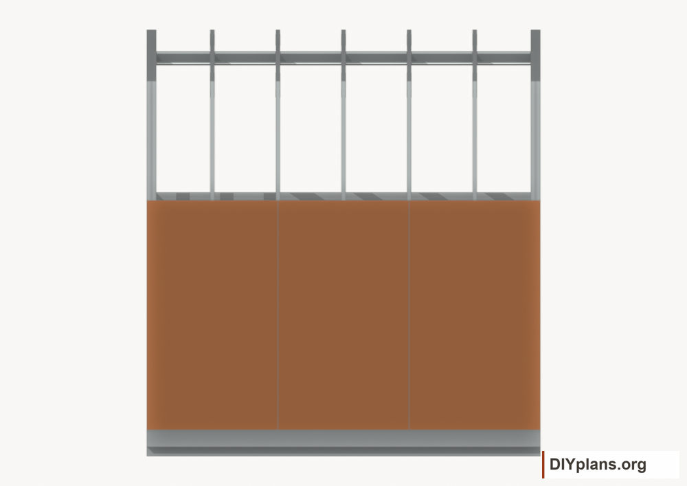 Fasten the right wall siding. Current components orange; earlier work gray.