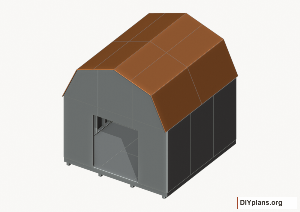 Fasten the roof sheathing. Current components orange; earlier work gray.