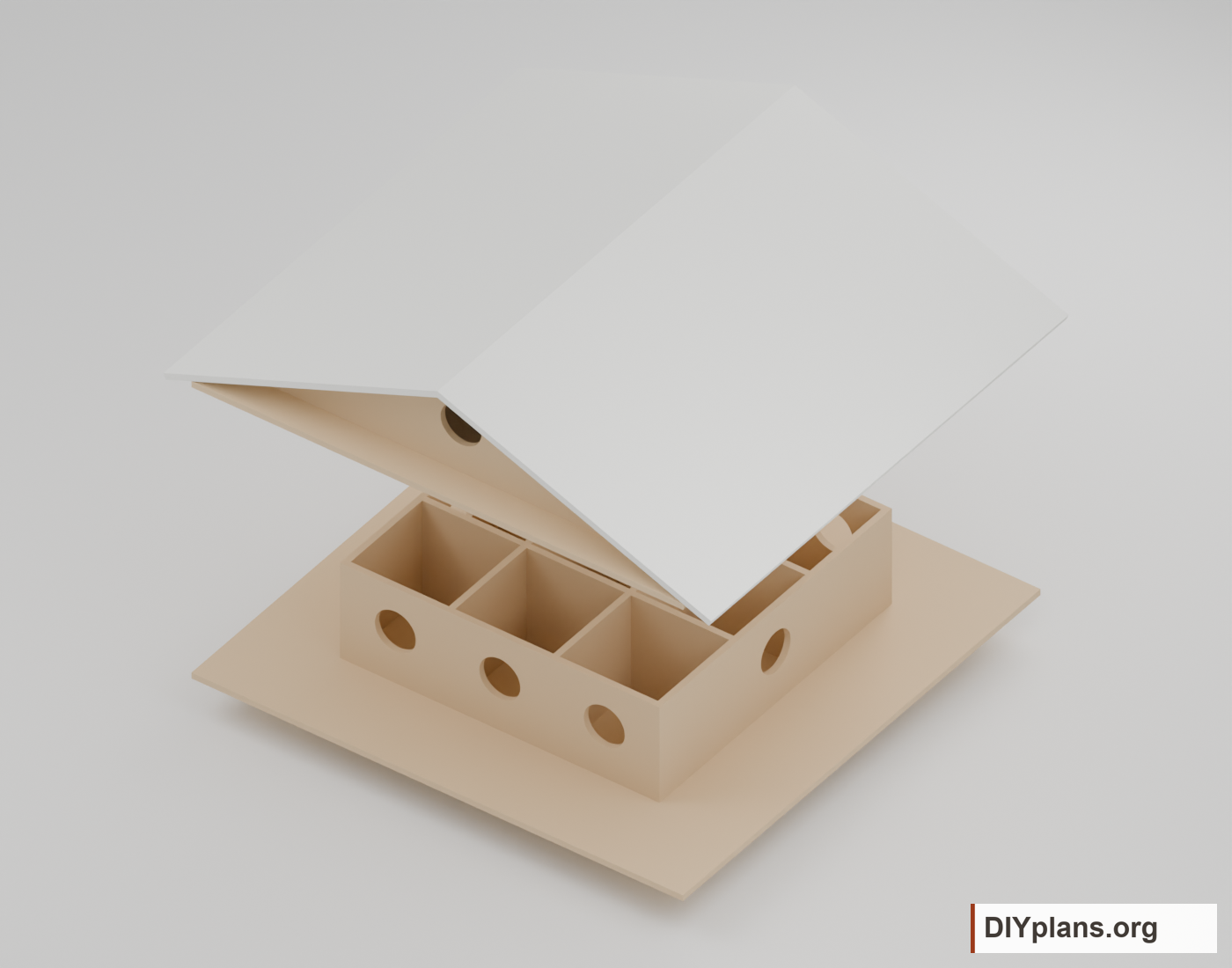 Roof and birdhouse sections separated to show how they stack.