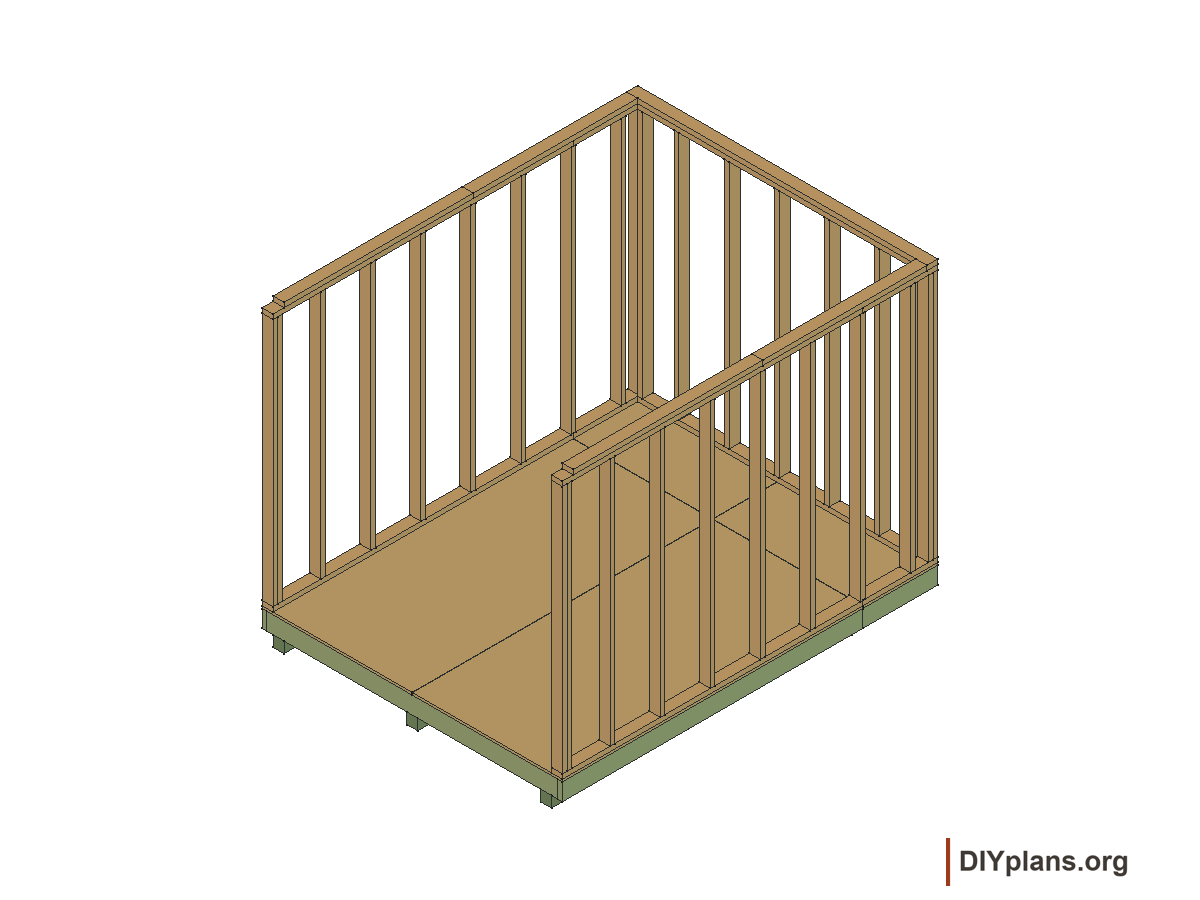 8 by 10 foot gambrel shed, back wall framing