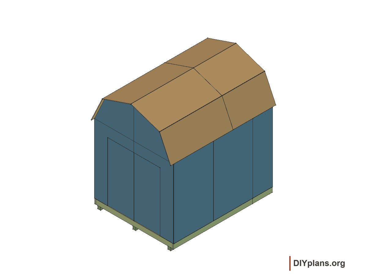 8 by 10 foot gambrel shed, door leaves