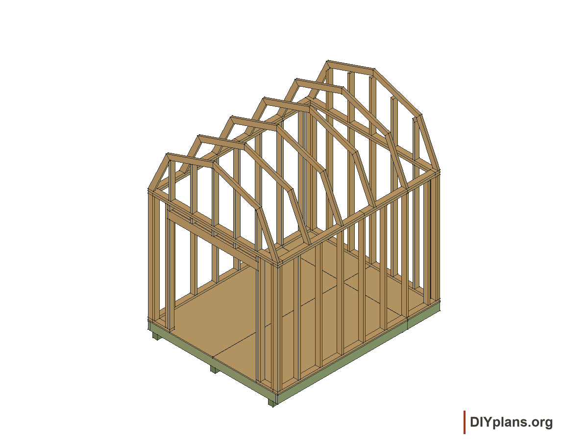 8 by 10 foot gambrel shed, gable studs