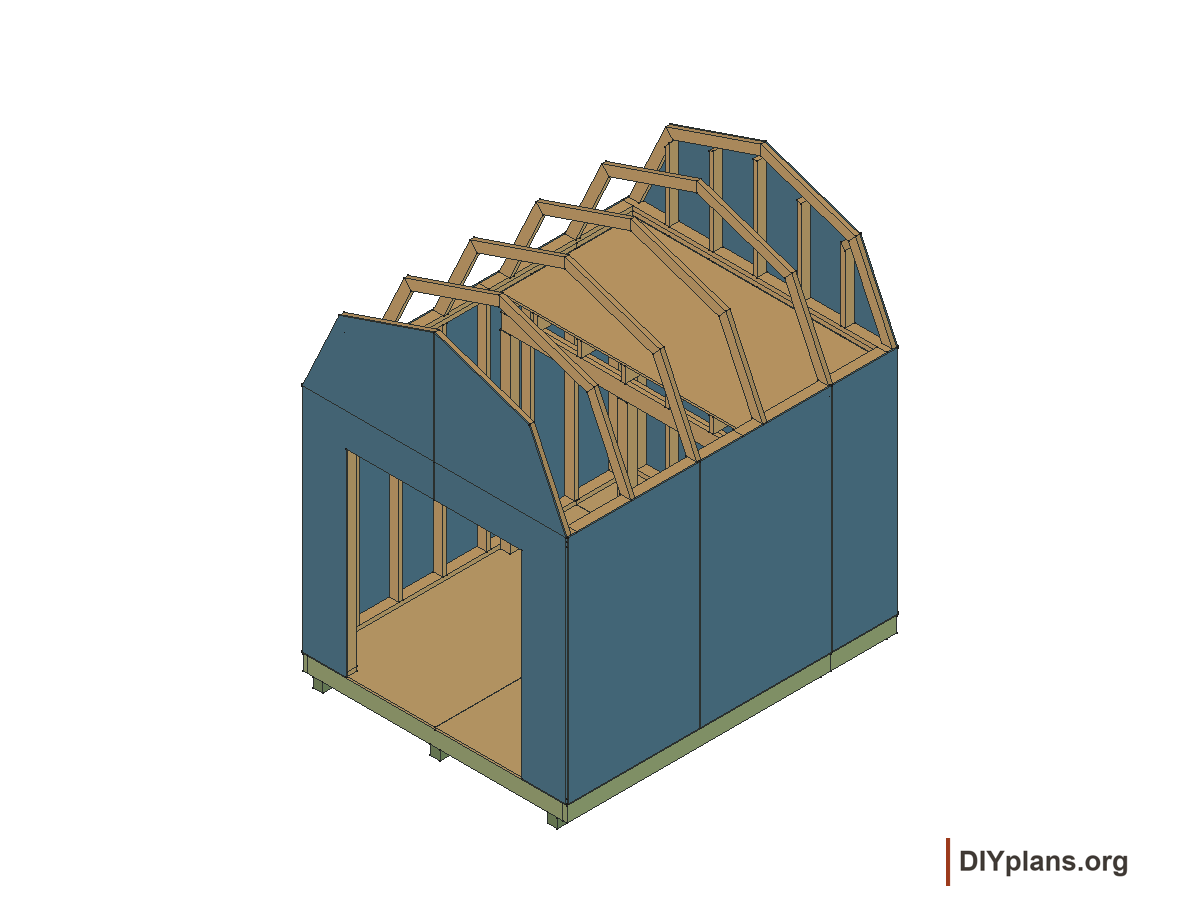 8 by 10 foot gambrel shed, gable panels