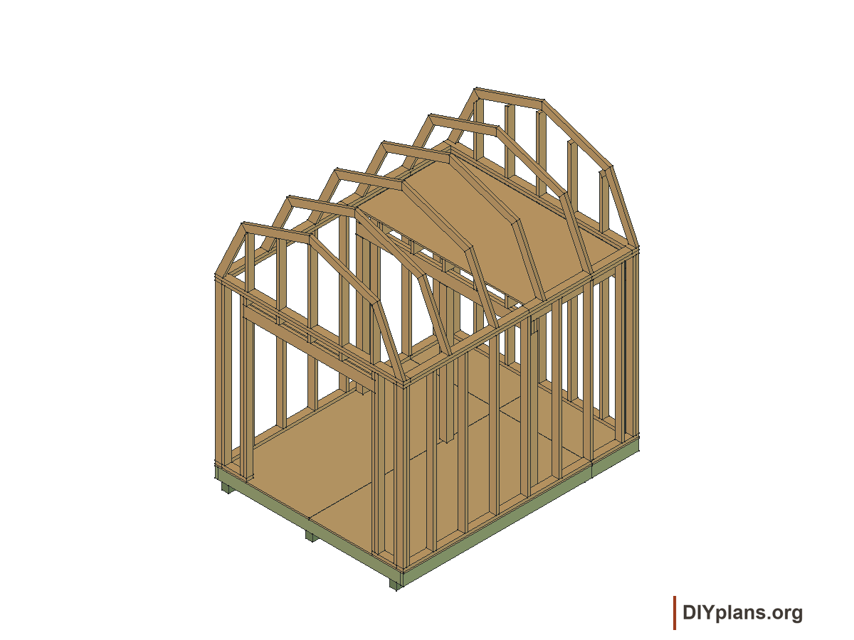 8 by 10 foot gambrel shed, loft panels