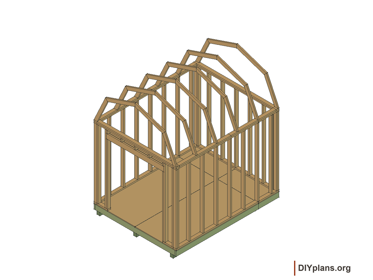 8 by 10 foot gambrel shed, gambrel roof frames