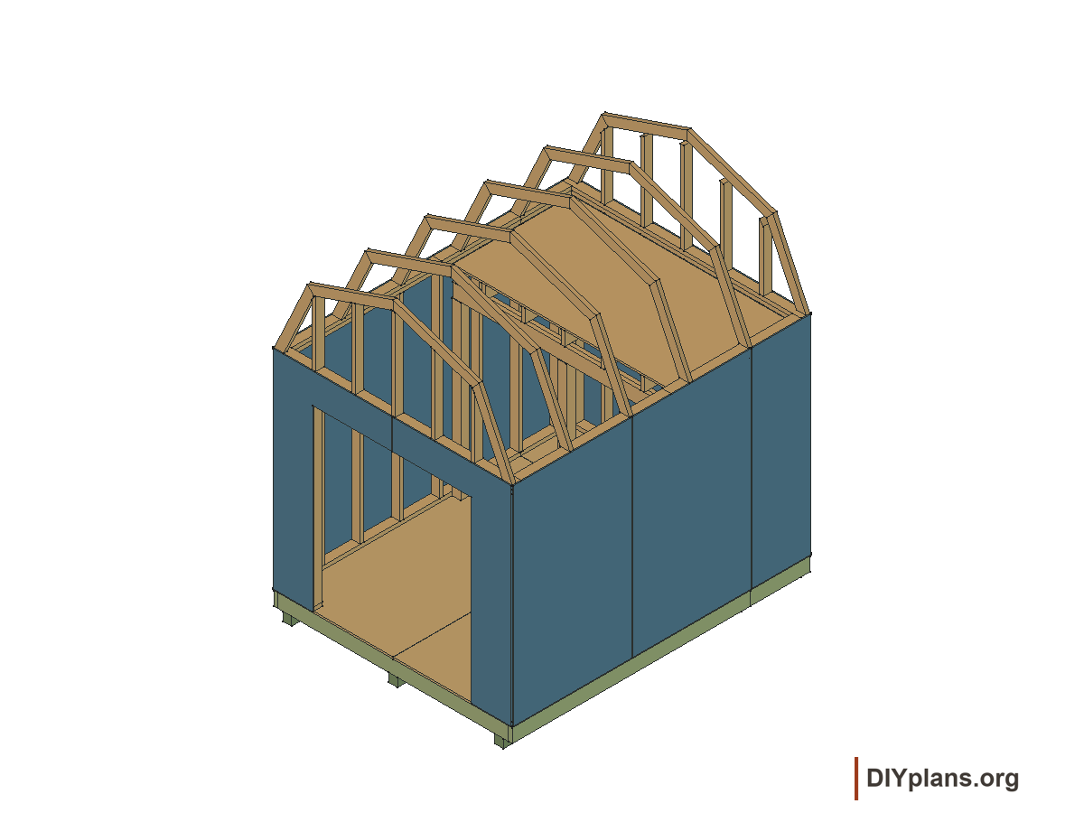 8 by 10 foot gambrel shed, wall panels