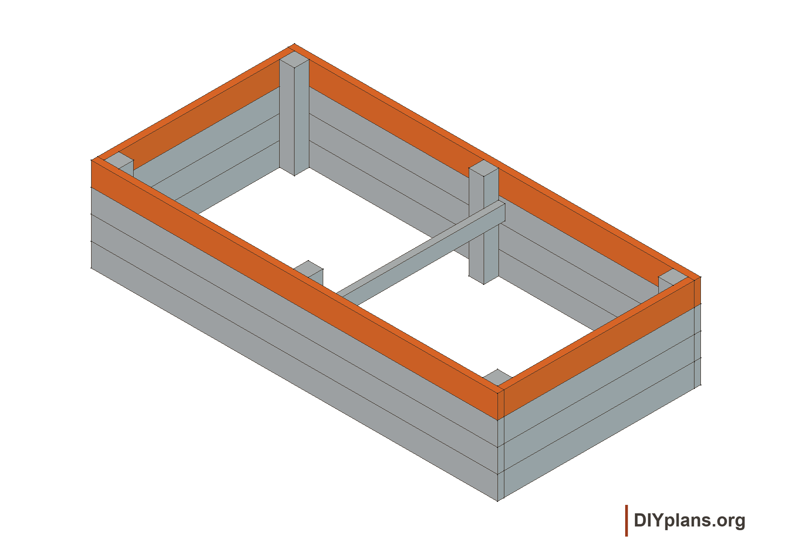 Top course view of the raised bed.