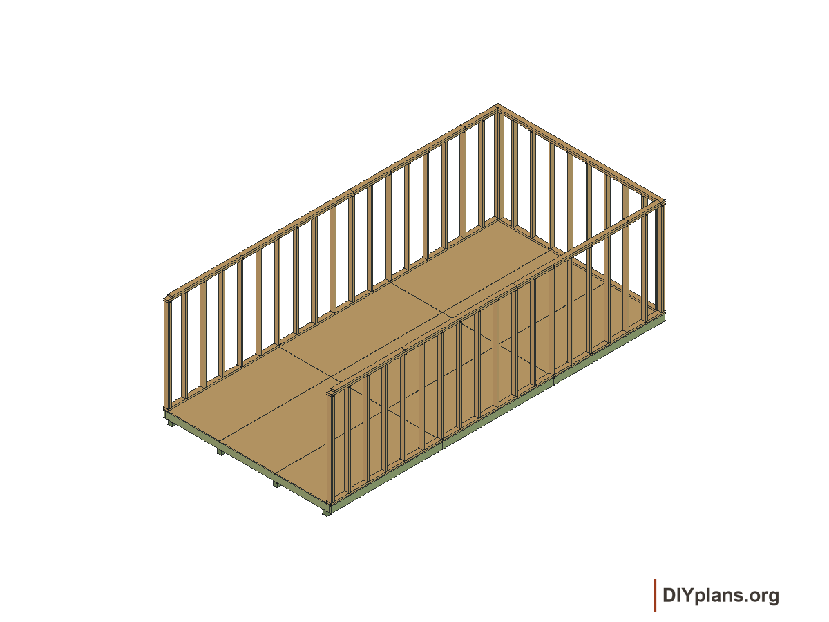 12 by 24 foot gambrel shed, back wall framing