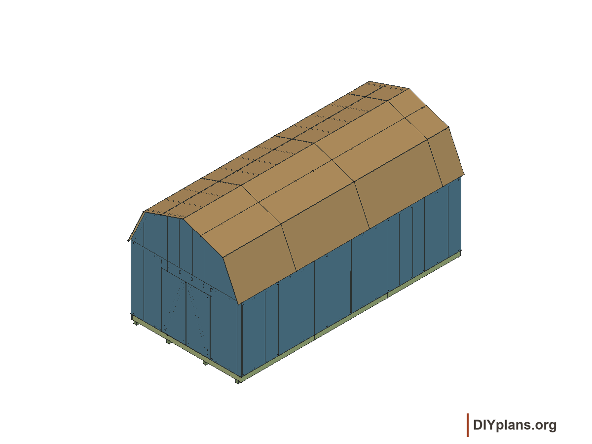 12 by 24 foot gambrel shed, door leaves
