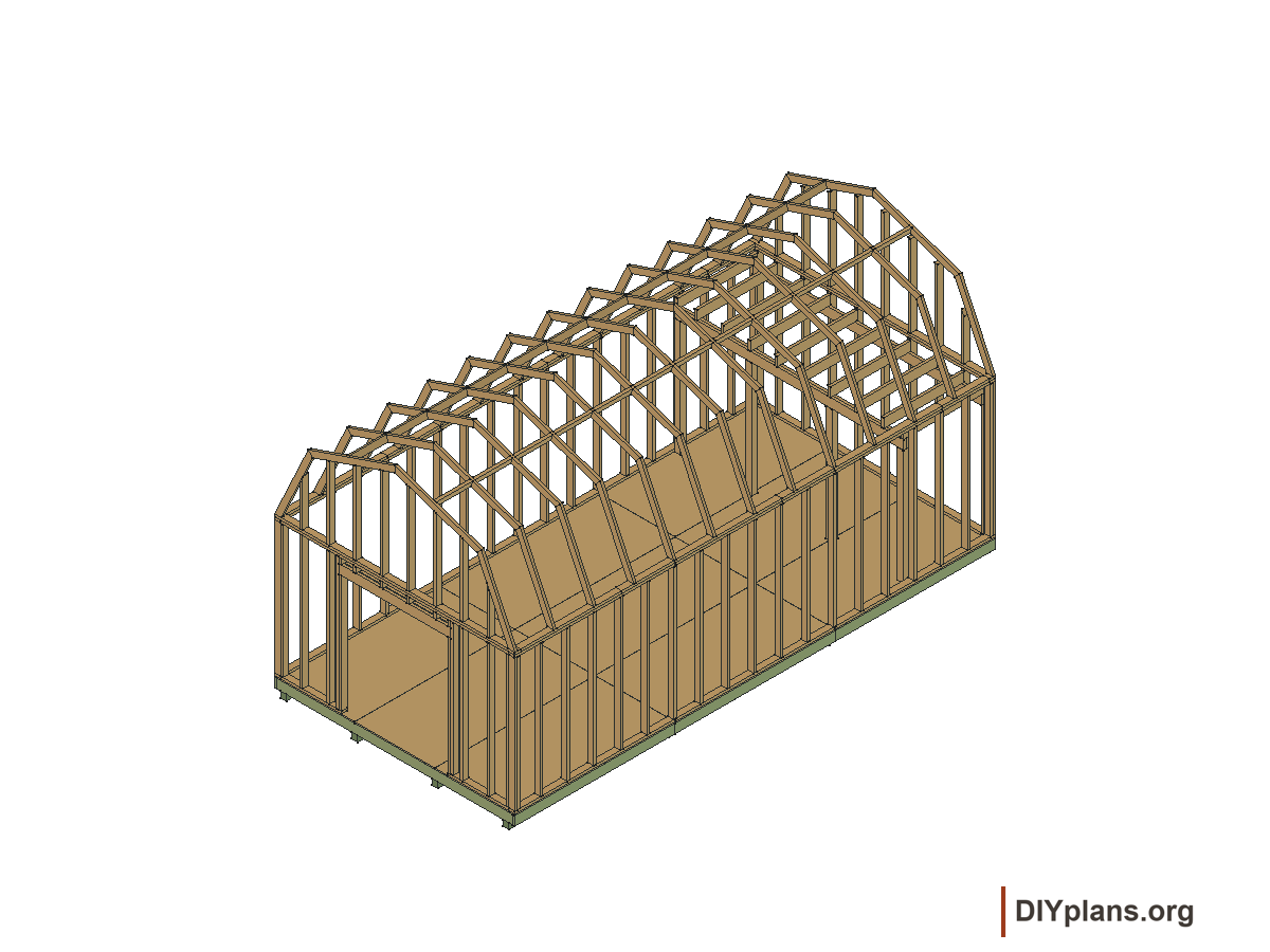 12 by 24 foot gambrel shed, loft joists