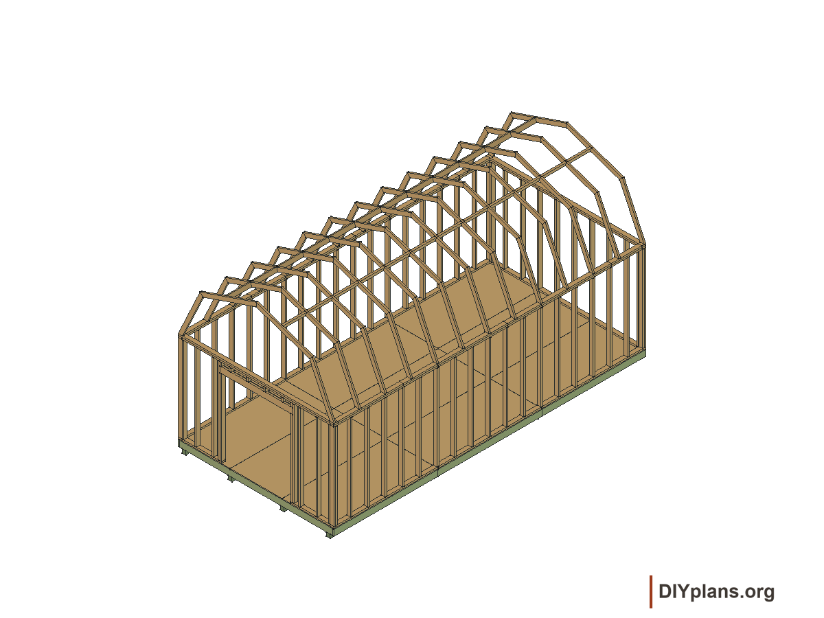 12 by 24 foot gambrel shed, gambrel roof frames