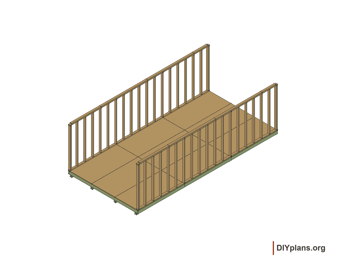 12 by 24 foot gambrel shed, side wall framing