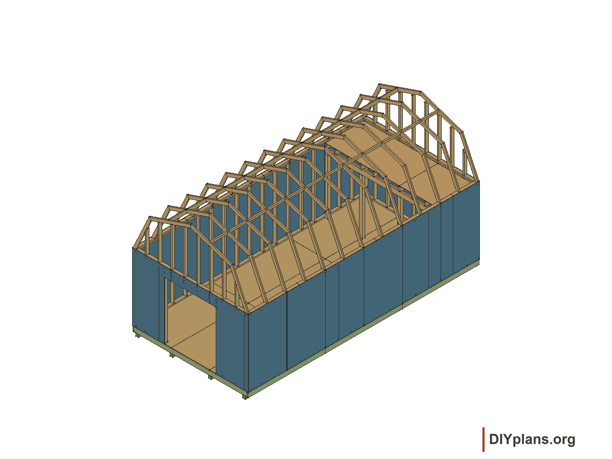 12 by 24 foot gambrel shed, wall panels