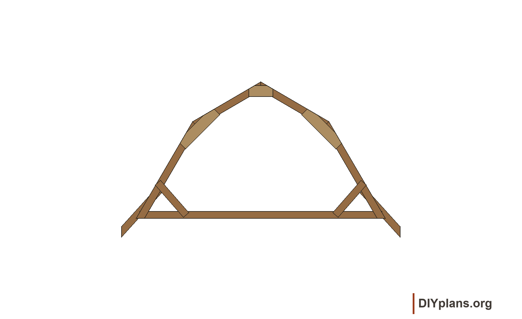 Preserved roof frame close-up with separate A/B/C rafters and D/E splice boards.