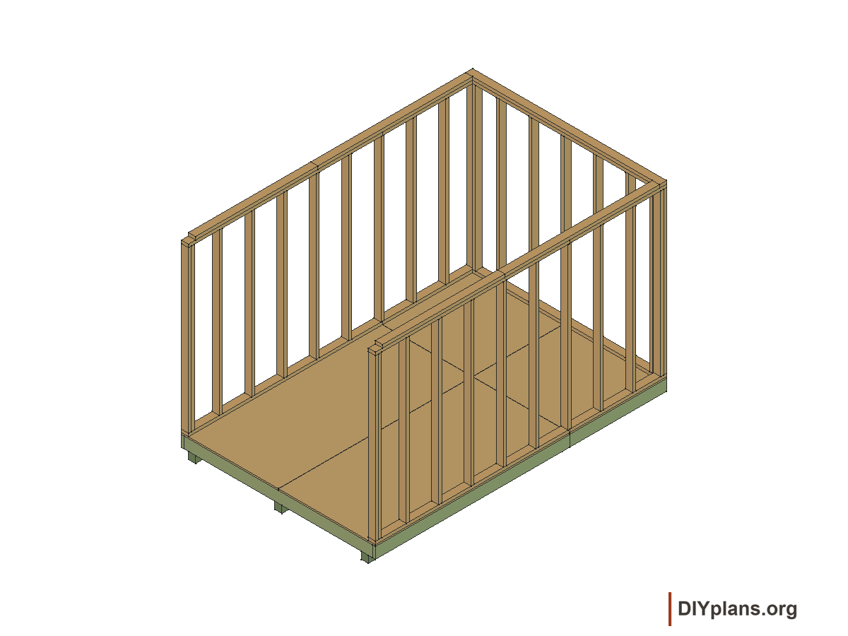 8 by 12 foot gambrel shed, back wall framing