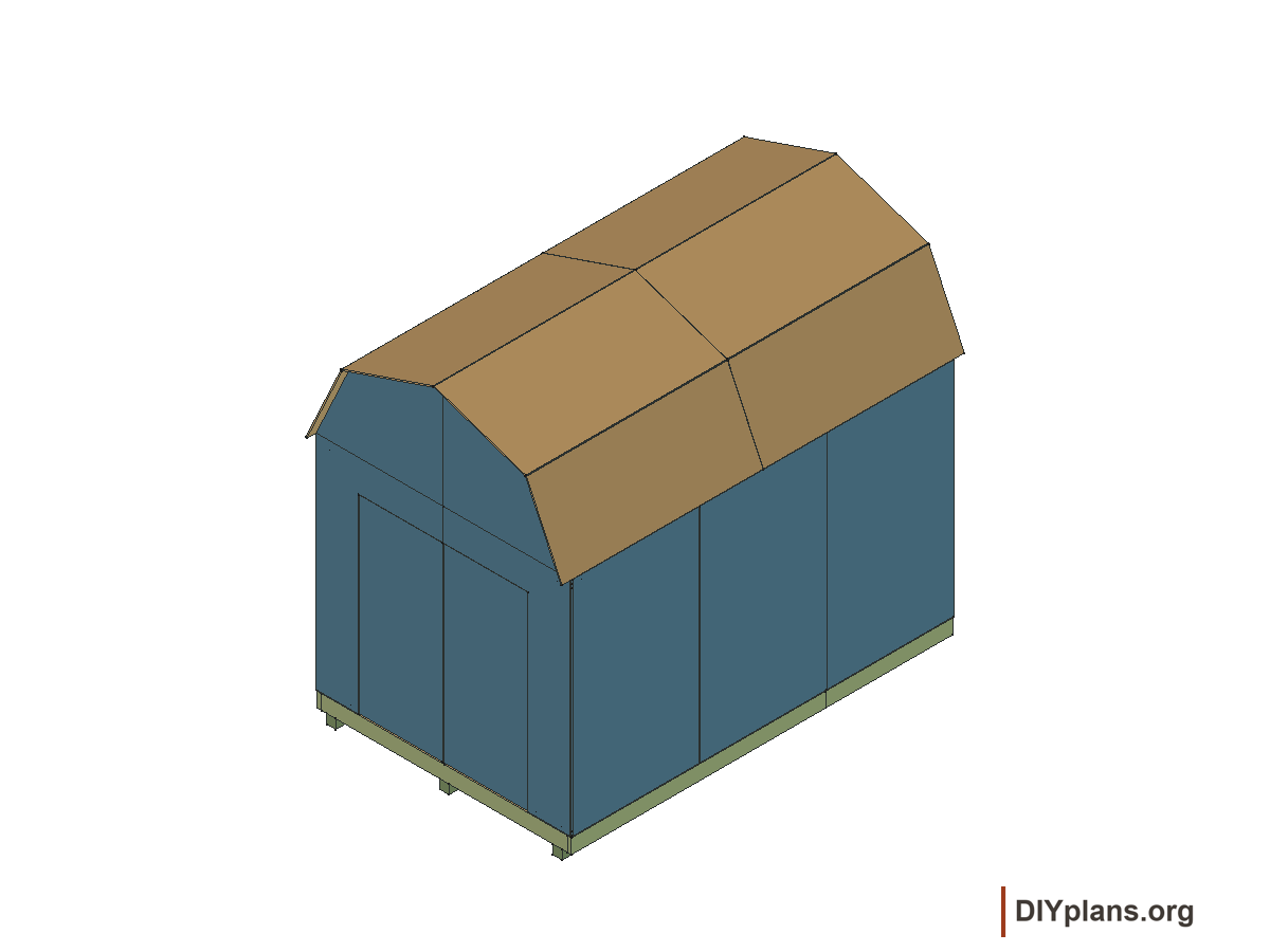 8 by 12 foot gambrel shed, door leaves