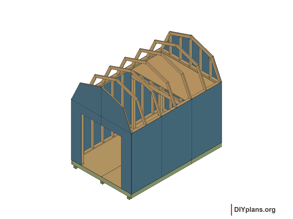 8 by 12 foot gambrel shed, gable panels